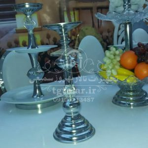 ظرف میوه و شیرینی و گلدان فلزی | انواع ظروف پذیرایی تالار